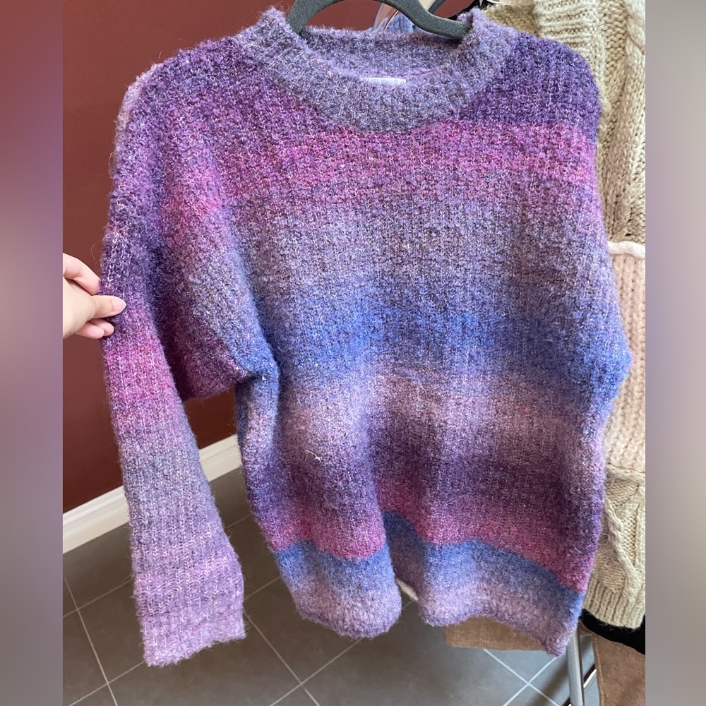 Purple Blue Gradient Long Sleeve Sweater